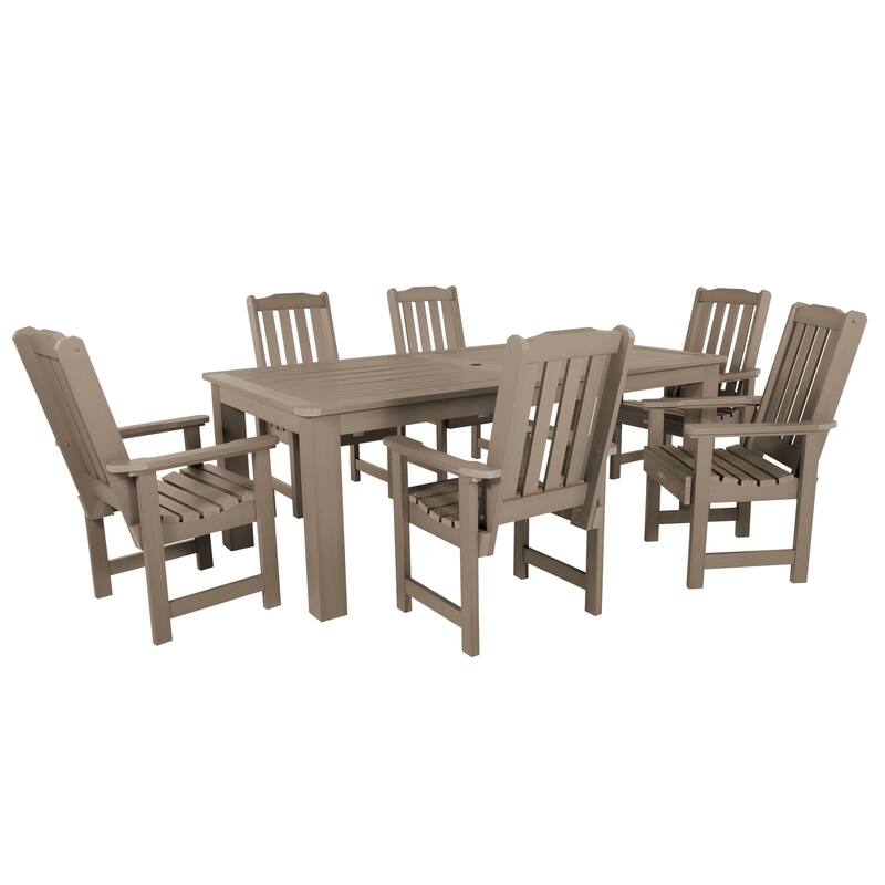 Lehigh 7-piece Outdoor Dining Set - 42" x 84" Table, Dining Height - Woodland Brown