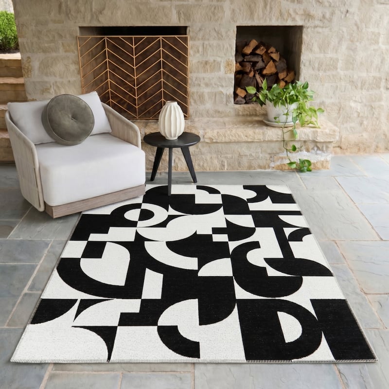 Halle Abstract Modern Indoor/Outdoor Area Rug