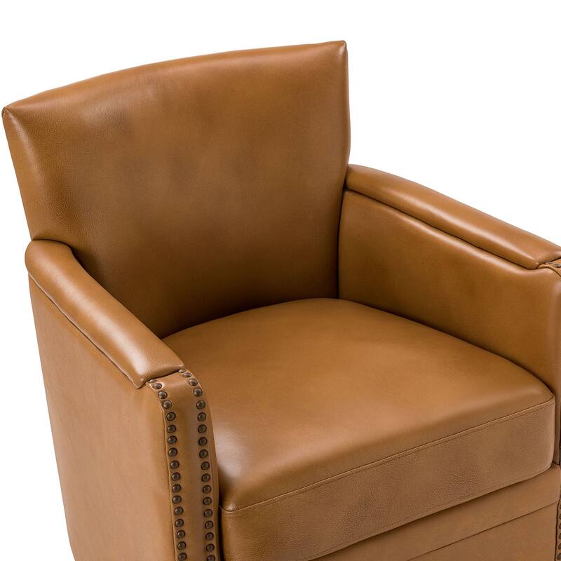 Pascual Classic Genuine Leather Swivel Chair With Nailhead Trim Arm Set of 2 by HULALA HOME