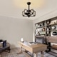 preview thumbnail 5 of 18, Industrial Black Caged Chandelier Ceiling Fan with Lights and Remote