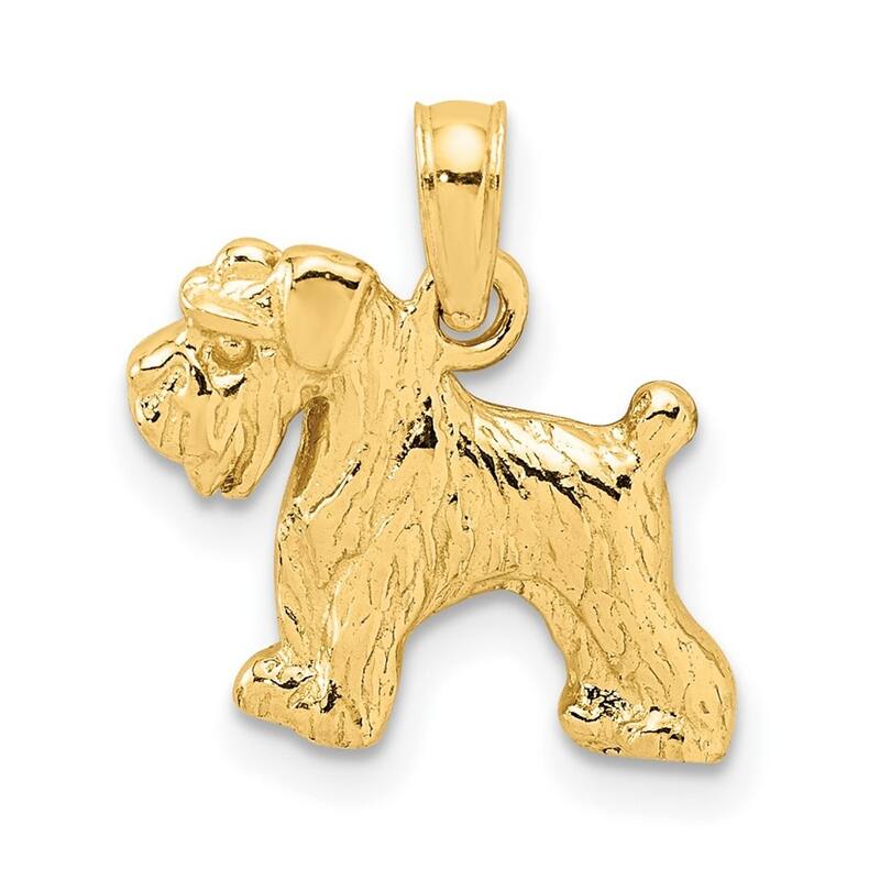 Curata 14k Yellow Gold 18" 16x15mm Textured Polished Schnauzer Dog Necklace