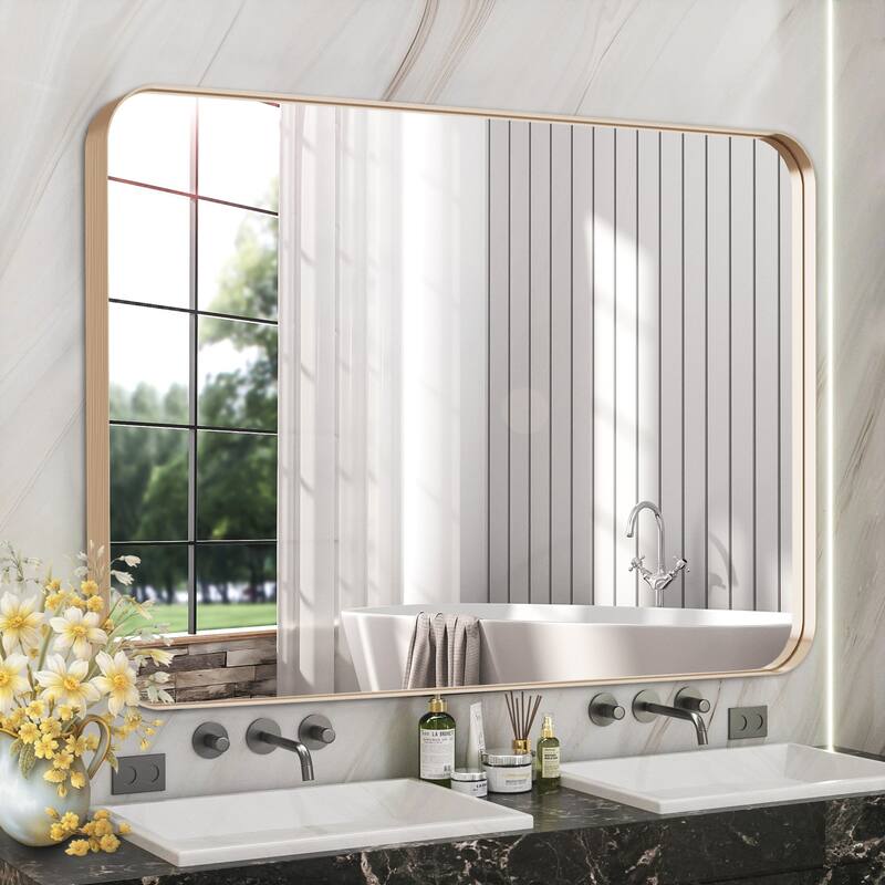 Rectangle Bathroom Mirror for Vanity Wall Mounted Vertical Horizontal Makeup Mirror