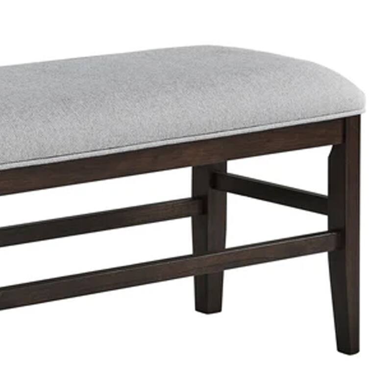 Hiun Dining Bench, Dove Gray Padded Seat, Oak Brown Wood, 50 Inch