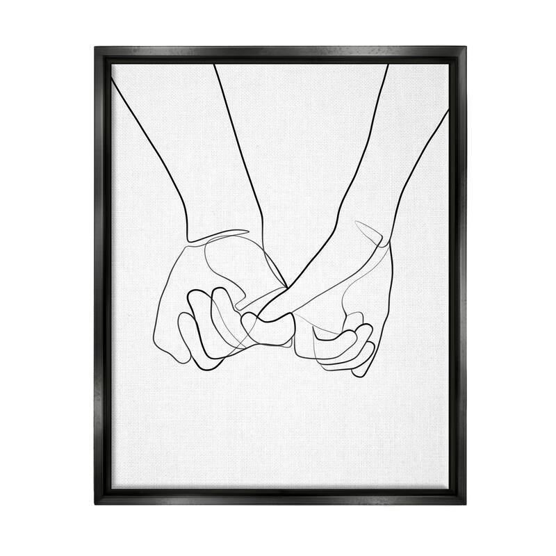 Stupell Fluid Line Abstract Couple Holding Hands Black White Floater Frame