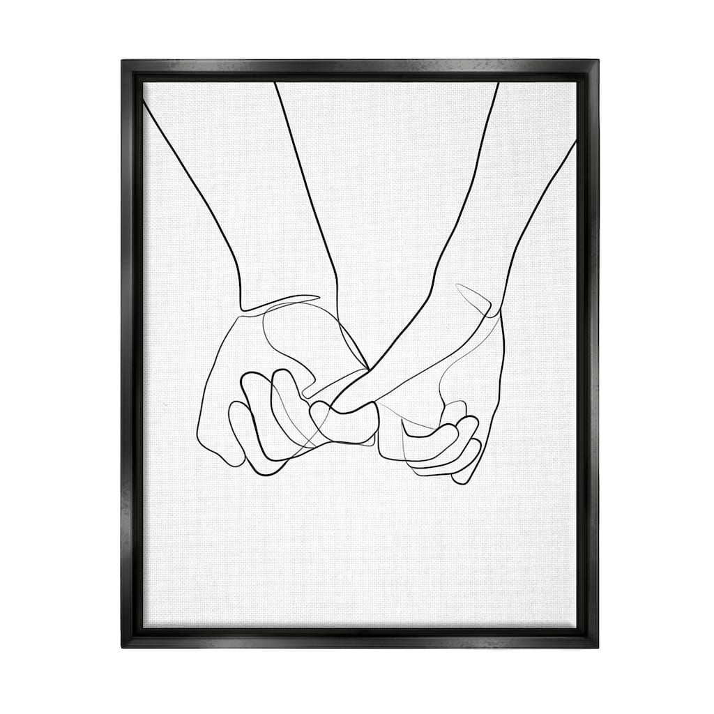 Stupell Fluid Line Abstract Couple Holding Hands Black White Floater Frame