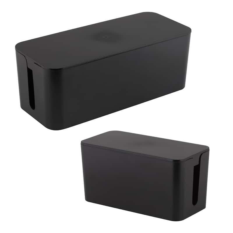 Simplify 2 Pack Cable Organizer Boxes in Black - 12.6' x 5.35" x 4.33" ; 9" x 4.3" x 4.6"