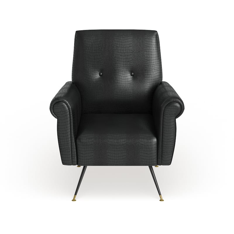 SAFAVIEH Mid-Century Modern Glam Mira Leather Black Club Chair - 32" x 29" x 36.5"