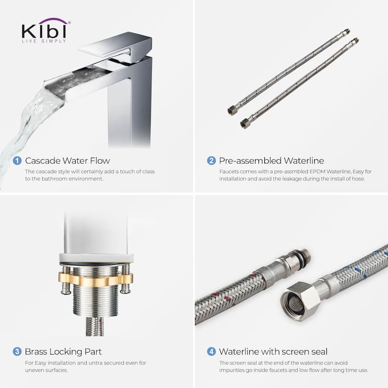 Waterfall Lead-free Solid Brass Single Handle Bathroom Sink Faucet
