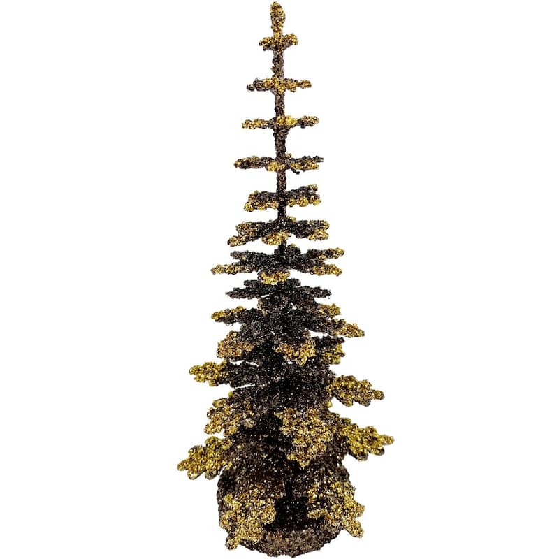 8.25" Brown Metallic Gold Holiday Schaller Paper Mache Tree