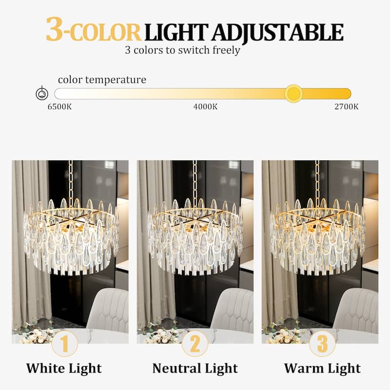 Sumptuous Dazzling Clear Teardrop Prism Crystal Chandelier with LED Lights