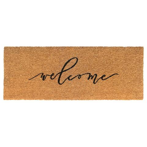 RugSmith Black Machine Tufted Scripty Welcome Doormat, 18"x48"