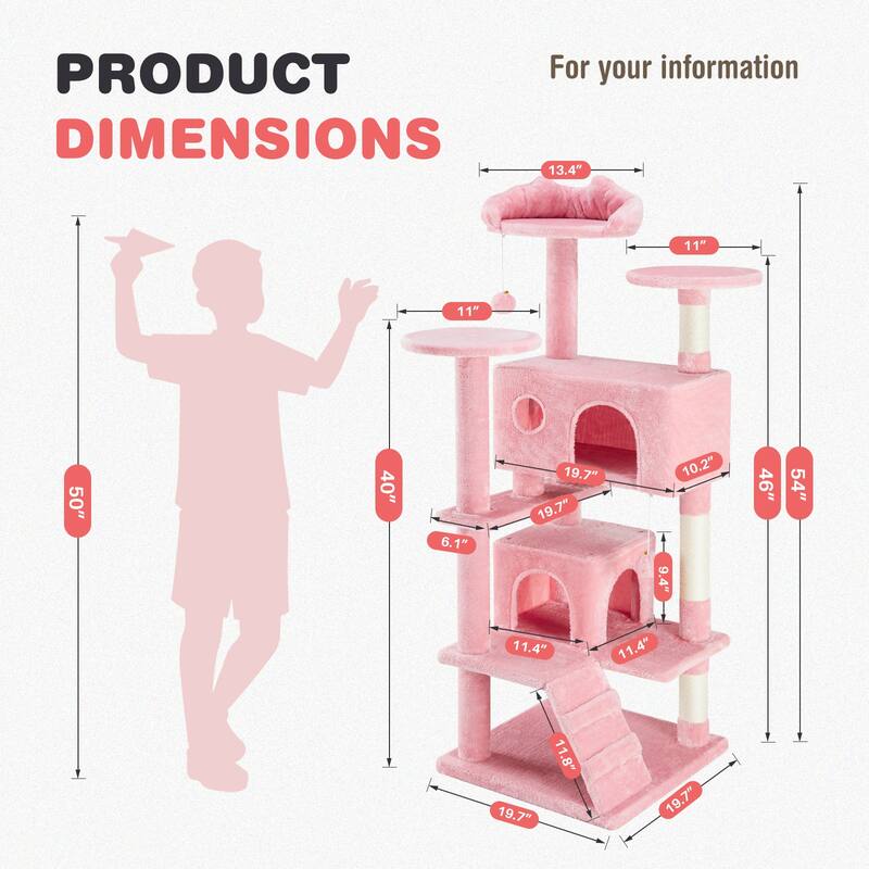 Cat Tree Tower with Scratching Posts and Cond,Multi-Level Kitty Climber for Indoor Cats