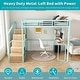preview thumbnail 4 of 13, Full Loft Bed w/Desk & Storage - Heavy Metal Frame, 4 Cabinets, Staircase & Rack Space-Saver With USB & Outlet