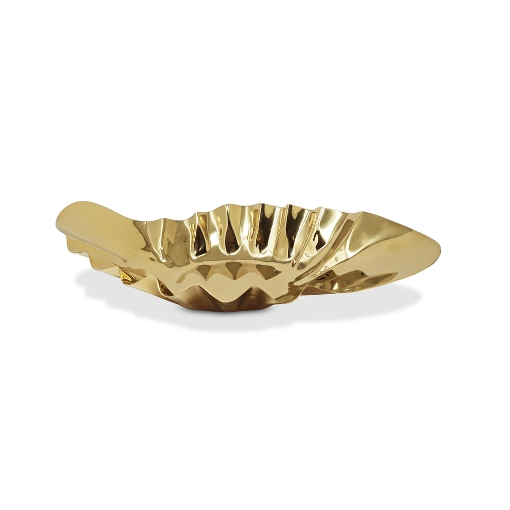 Hammered Wavy Platter 19.75"L Gold