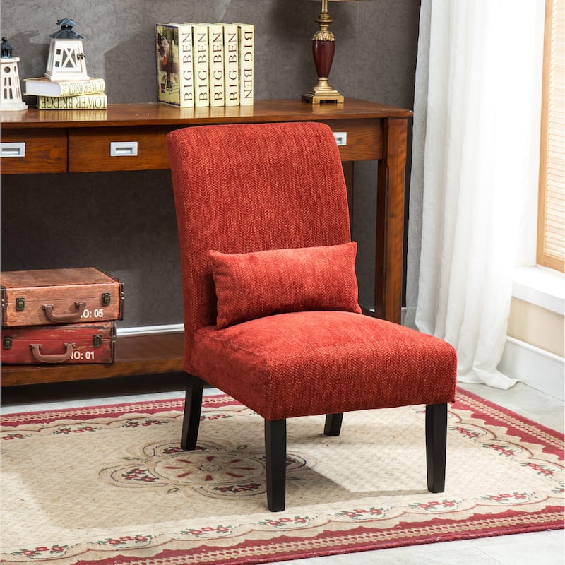 Porch & Den Vista Armless Chenille Accent Chair w/ Kidney Pillow