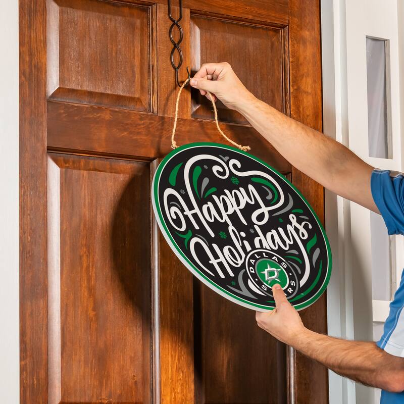 Dallas Stars 18" x 18" Happy Holidays Door Décor Wall Sign - 18" x 18"