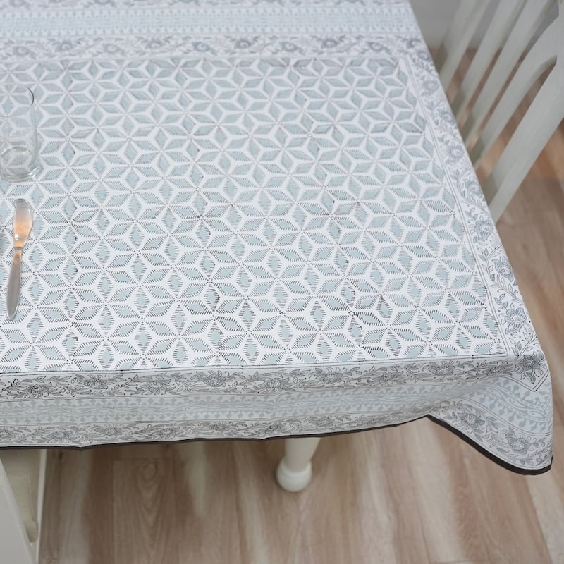 Fabdivine Handmade Block Print Cotton Brown Table Cover or Cloth Dining, Farmhouse & Kitchen Décor