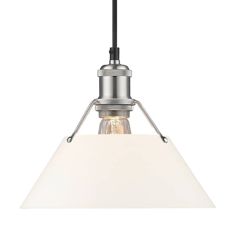 Yep by Golden Lighting Orwell 1-light 10in Pendant in Pewter and Opal Glass - Silver