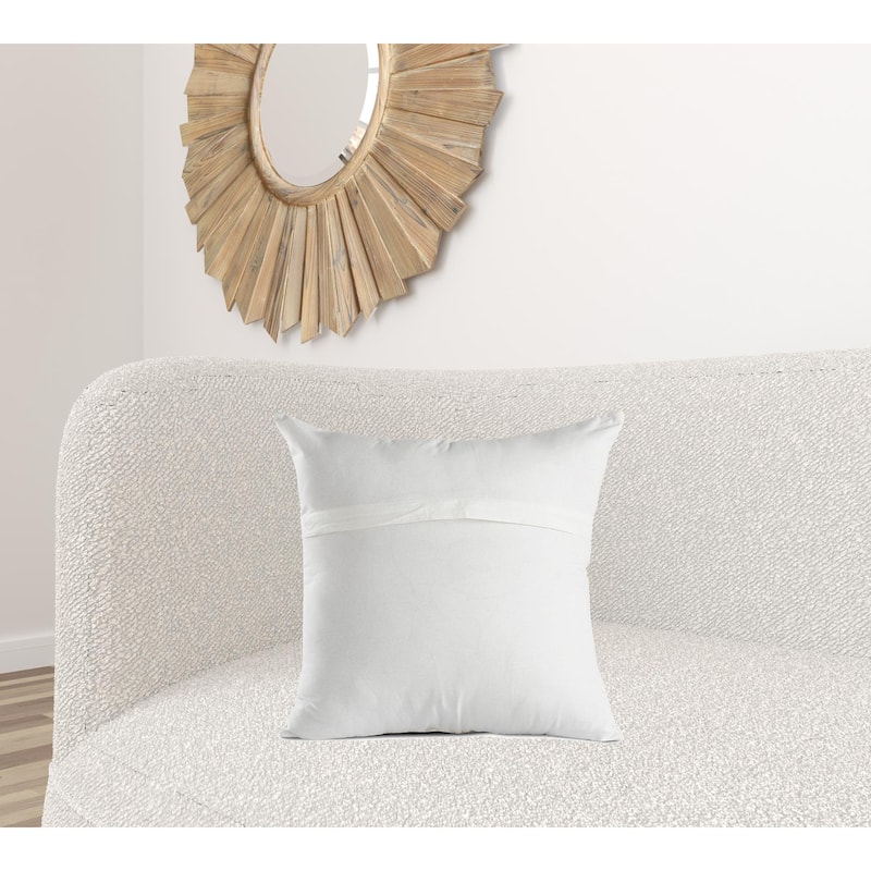 HomeRoots 20" X 20" Beige Gray And Off-White 100% Cotton Patchwork Zippered Pillow