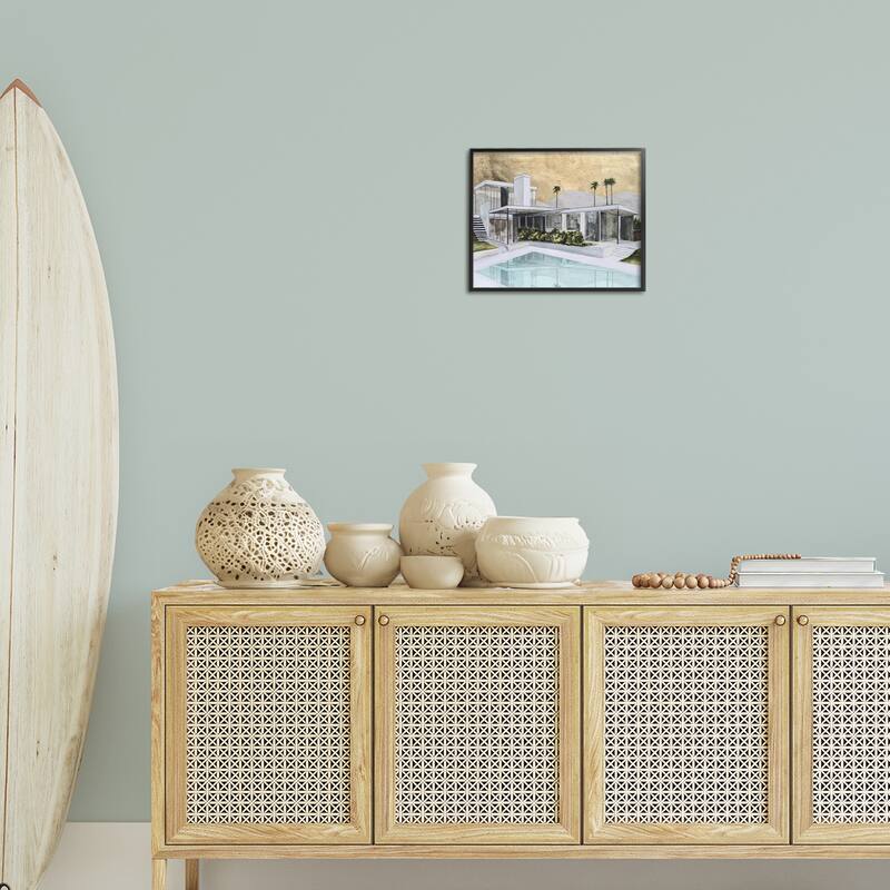 Stupell Chic Tropical Pool Yard Framed Giclee Art Design By Michael Willett