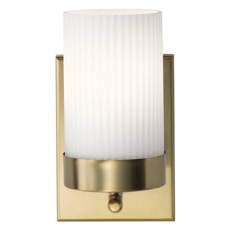 Kichler Ciona 9 inch 1 Light Wall Sconce with Round Ribbed Glass in Brushed Natural Brass
