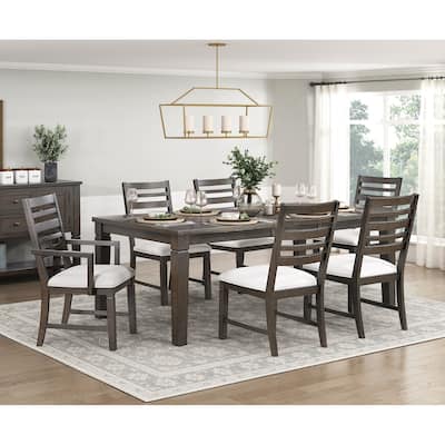 Dark Espresso Finish Dining Furniture Set Table with Extension Leaf Upholstered Bench Chairs