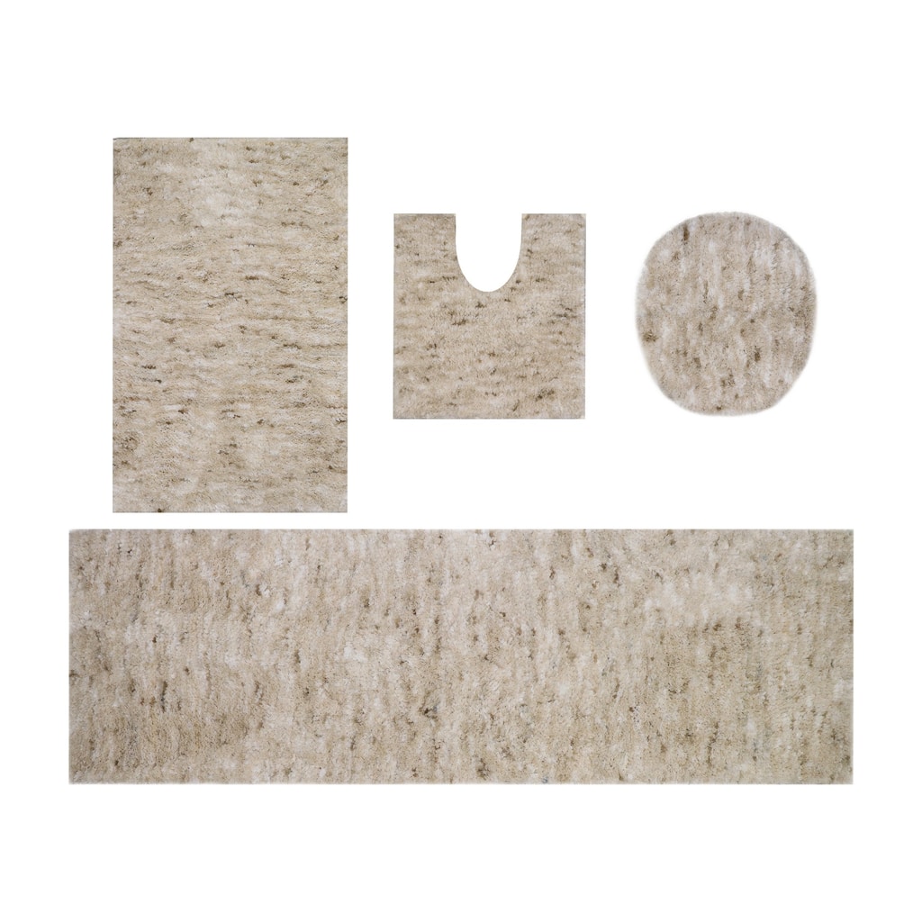 Home Weavers Cloud Comfort 100% Microfiber Bathroom Rug Non Slip Bath & Water Absorbent Soft Bath Mat 4 PC Set