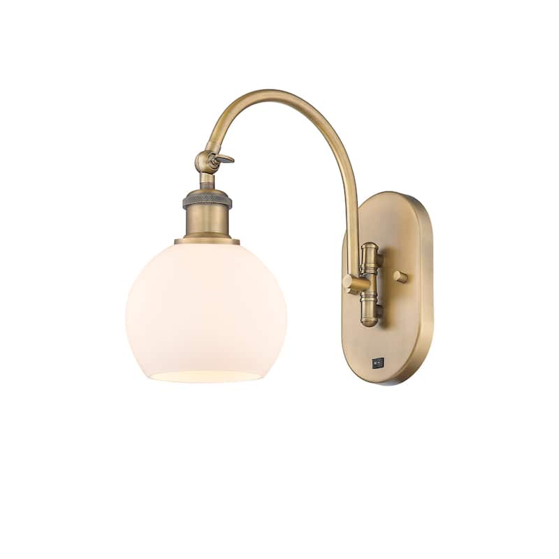 Innovations Lighting 518-1W-12-6 Athens Sconce Athens 12" Tall Wall - Brushed Brass / Matte White