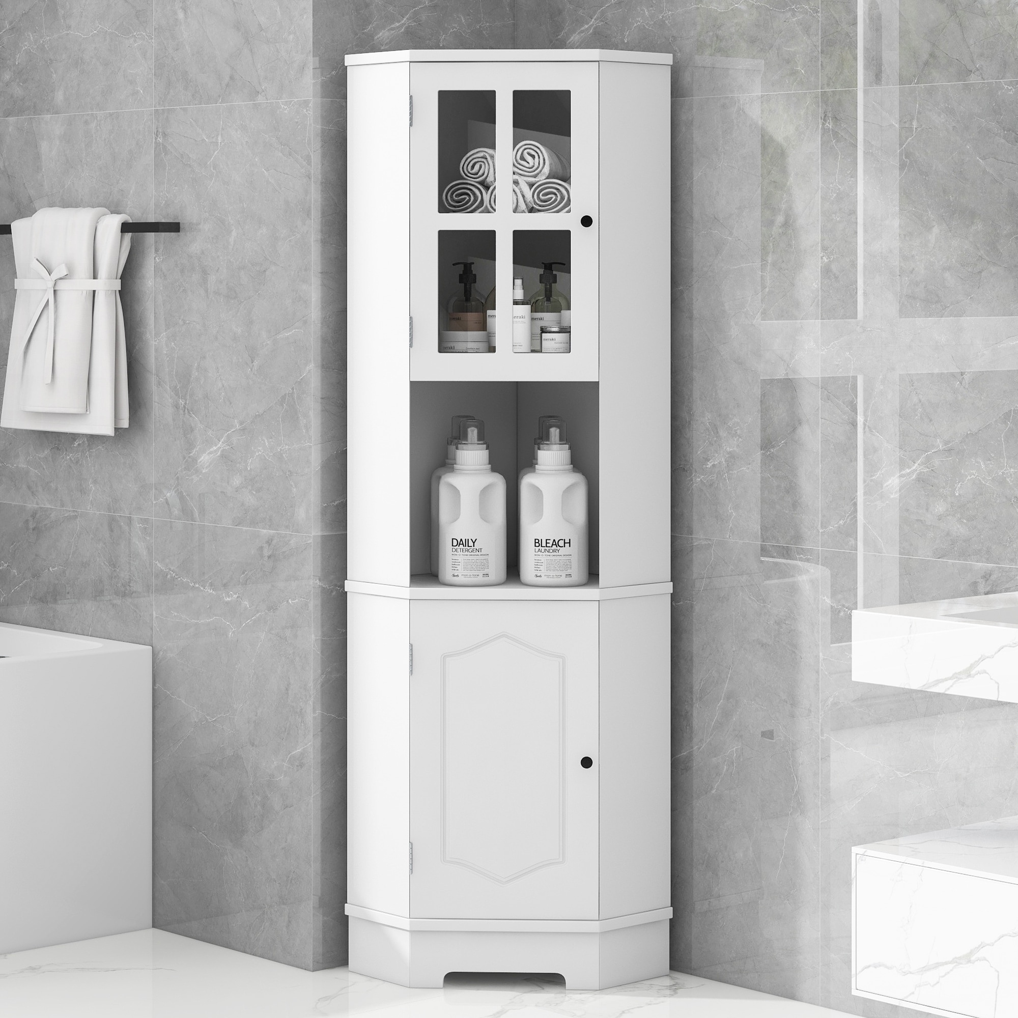 Tall glass corner deals cabinet
