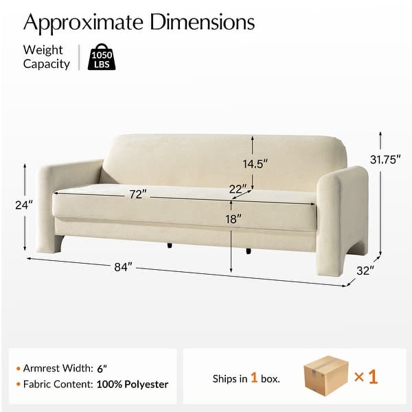 dimension image slide 2 of 5, HULALA HOME Isai Modern Curved Velvet Sofa
