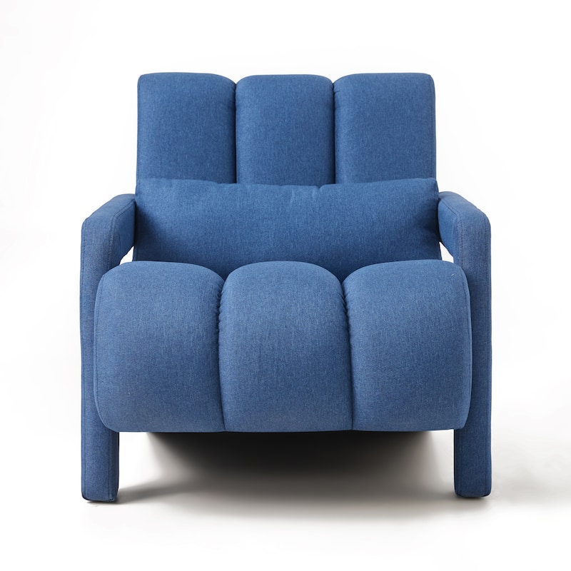 Navy Blue Modern 27.5" Upholstered Accent Chair with Pillow and High-Density Foam for Living Room