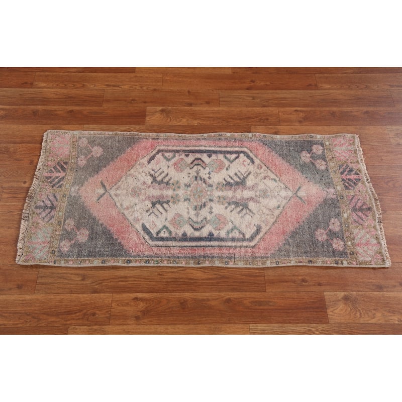 Antique Look Anatolian Turkish Rug Hand-knotted Oriental Wool Carpet - 1'7" x 3'3"