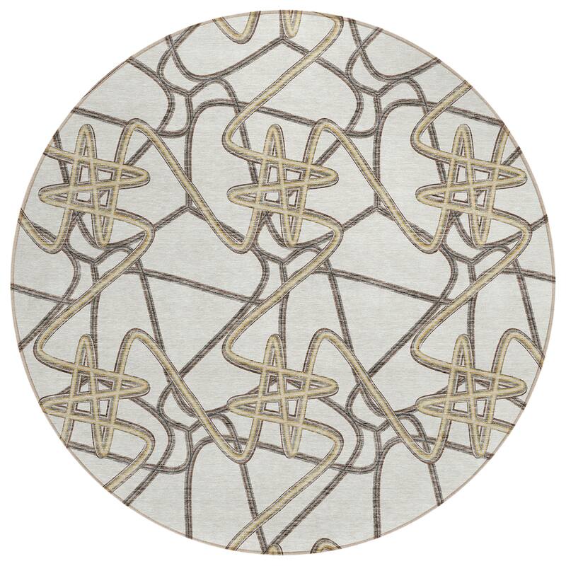 Machine Washable Indoor/ Outdoor Contemporary Links Chantille Rug