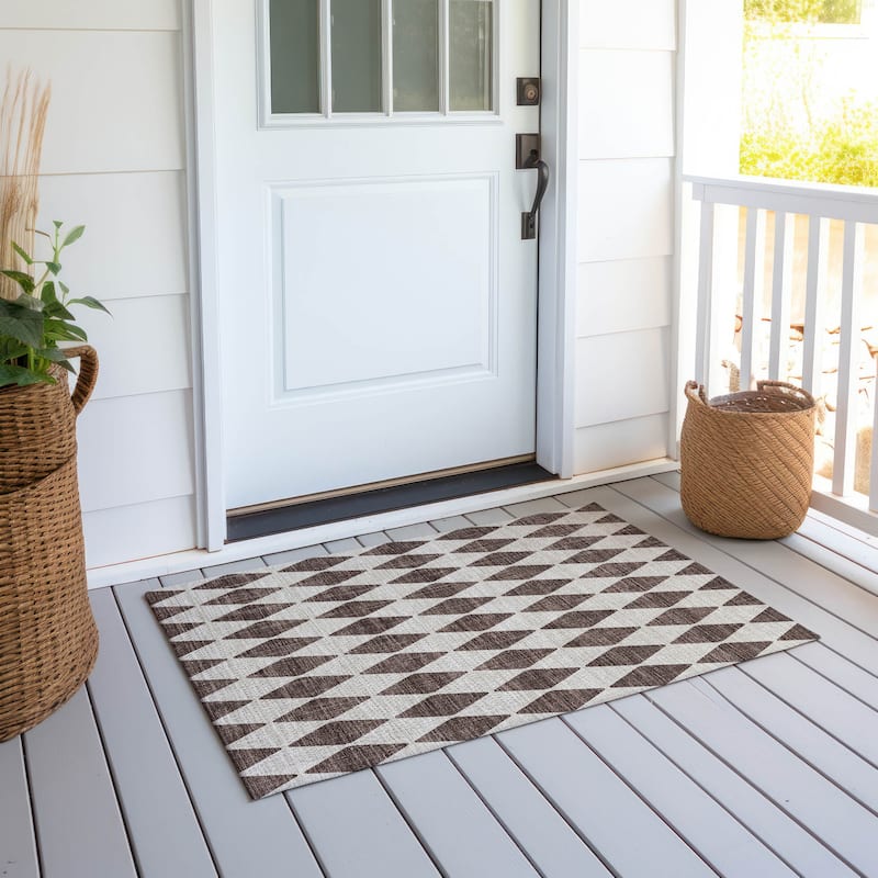 Machine Washable Indoor/ Outdoor Chantille Argyle Rug