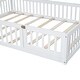 preview thumbnail 17 of 16, Full Size House Shaped Kids Platform Bed Frame with Guardrai, Natural