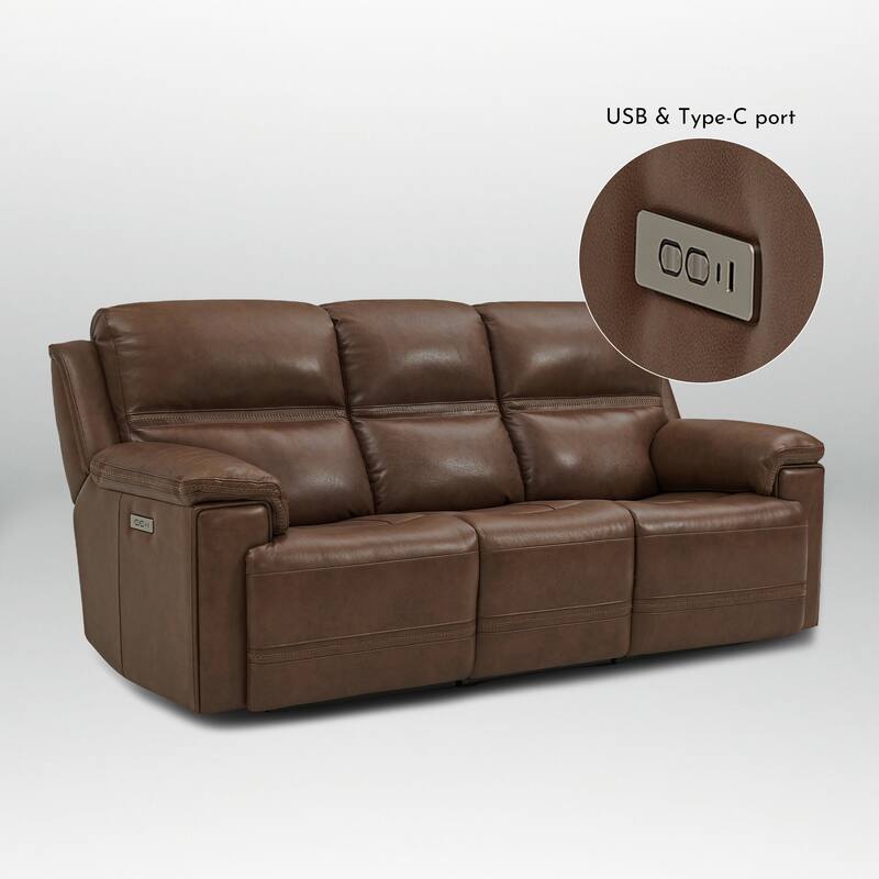 Genuine Leather Dual Power Sofa with Zero Gravity, Adjustable Headrest, Footrest, USB/Type-C