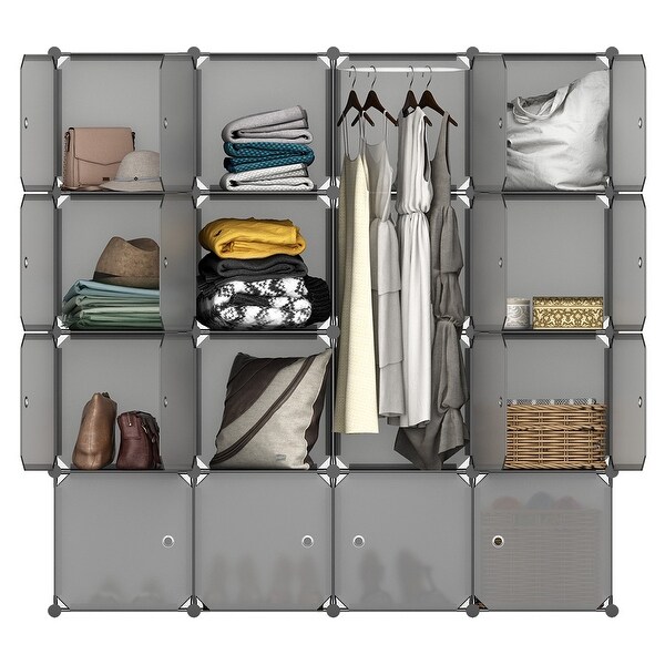 Large Wardrobe Open Storage Cabinet Hanging Rod Toys Clothes Shoe Rack Regale Aufbewahrung