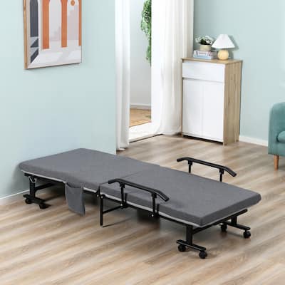 HOMCOM Folding Bed with 3.25" Mattress, Portable Foldable Guest Bed with Adjustable Backrest