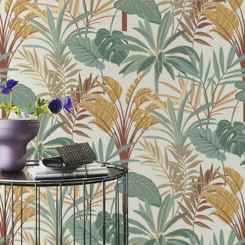 Rasch Rudyard Apricot Tropical Flora Wallpaper