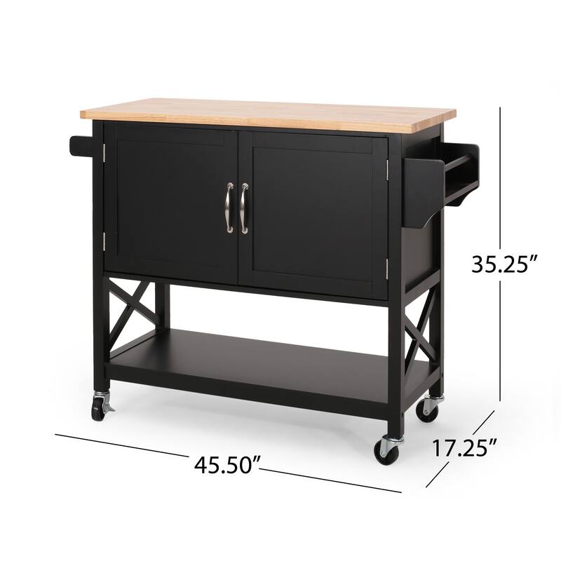 Finzer Farmhouse Kitchen Cart with Wheels by Christopher Knight Home - 43.12" W x 17.25" L x 35.25" H