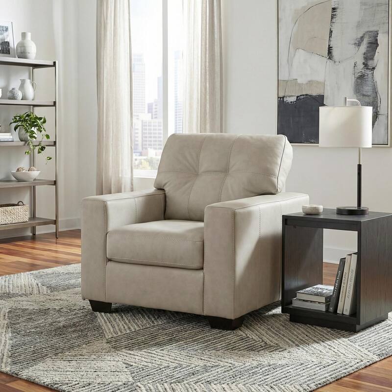 Roundhill Furniture Holmes Leather 3-Piece Living Room Set, Sofa Loveseat and Lounge Chair