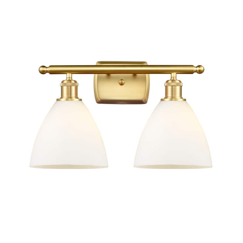 Innovations Lighting 516-2W-12-18 Bristol Vanity Bristol Glass 2 Light - Satin Gold / Matte White