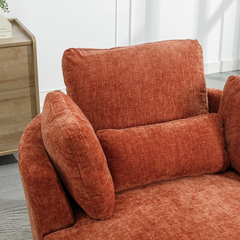 Swivel Accent Barrel Chair and Half Swivel Sofa With 3 Pillows 360 Degree Swivel Round Sofa