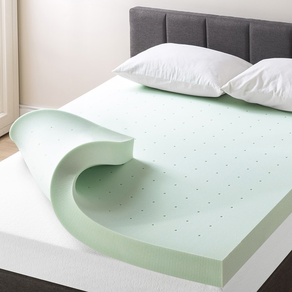 Shop 4 Inch Ventilated Memory Foam Mattress Topper With Calming Green Tea Infusion Overstock 31871724