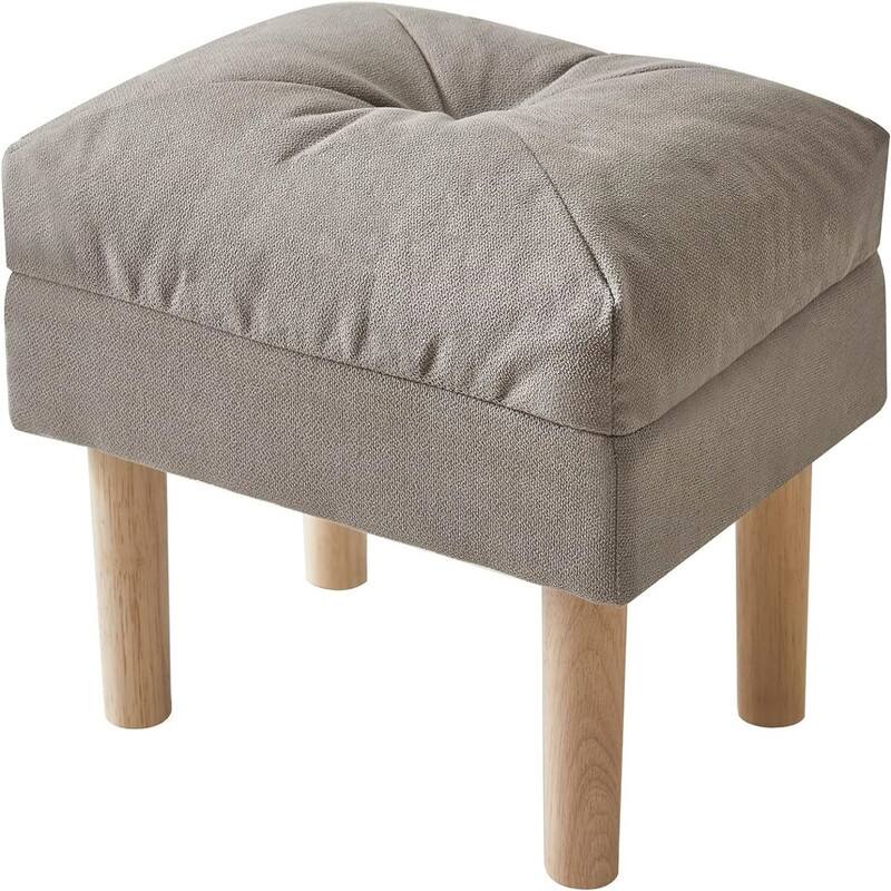 15.75" Small Ottoman Wood Legs Gray - Grey