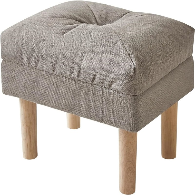 15.75" Small Ottoman Wood Legs Gray