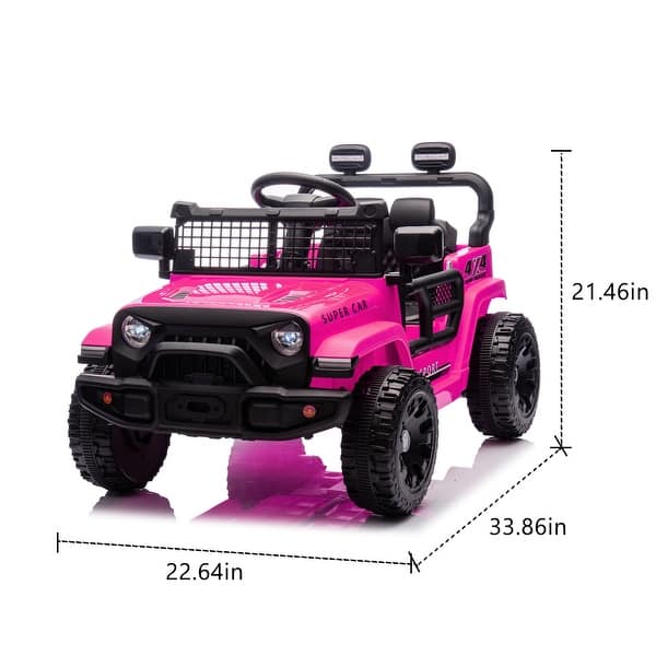 dimension image slide 3 of 4, 24V Kids Ride On Car Truck With Parent Remote Control, 4-wheel Suspension, Power Display, 1.86-3.11MPH Electric Car