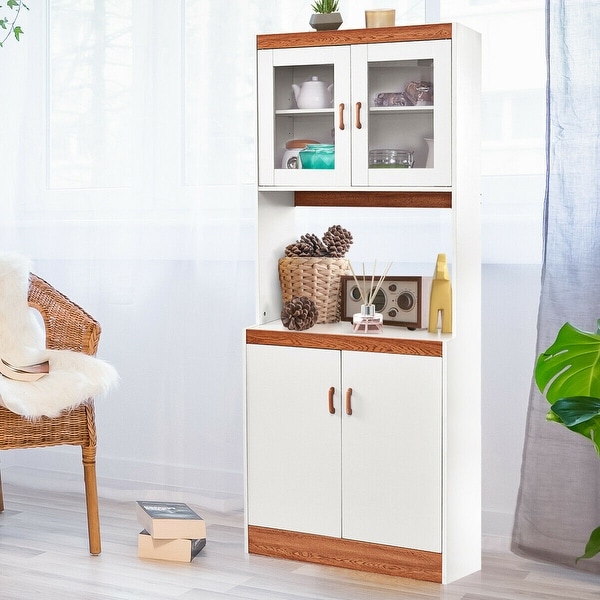 Kitchen Cabinet With Top And Bottom Storage Shelves And Utensils Drawer Kitchen Microwave Cabinets Kitchen Cabinet With Microwave Space Easy Installation Kitchen Furniture Pantry Cabinet Pantries Home Kitchen