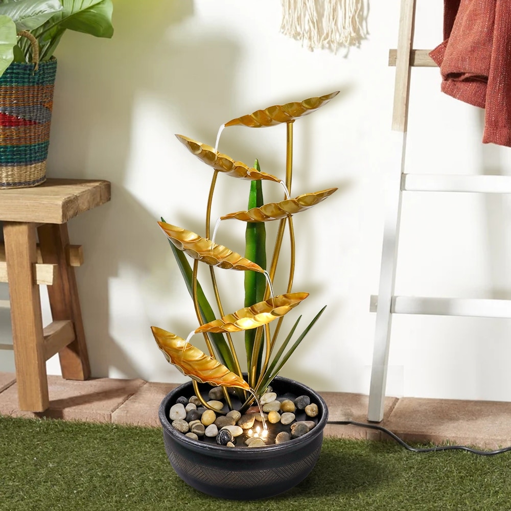 Outdoor Water Fountain 6Tier Golden Leaf Relaxation Fountain Waterfall -  Bed Bath \u0026 Beyond - 38238749, image size:1000x1000