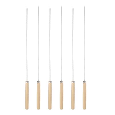 6pcs Kebob Skewers 33cmx3.3mmx0.8mm Flat Sticks with Wood Grip Handle
